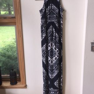 INC BLACK PRINT HALTER DRESS